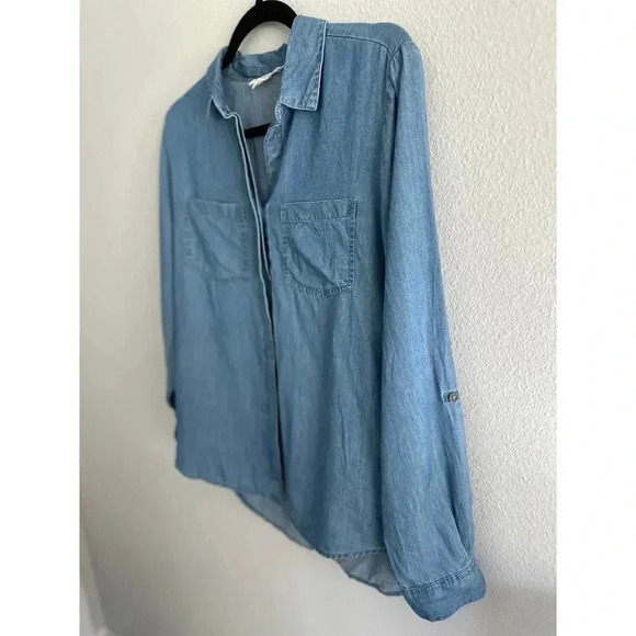 Beachlunchlounge Collection Denim Chambray Button Down S - Picture 2 of 7